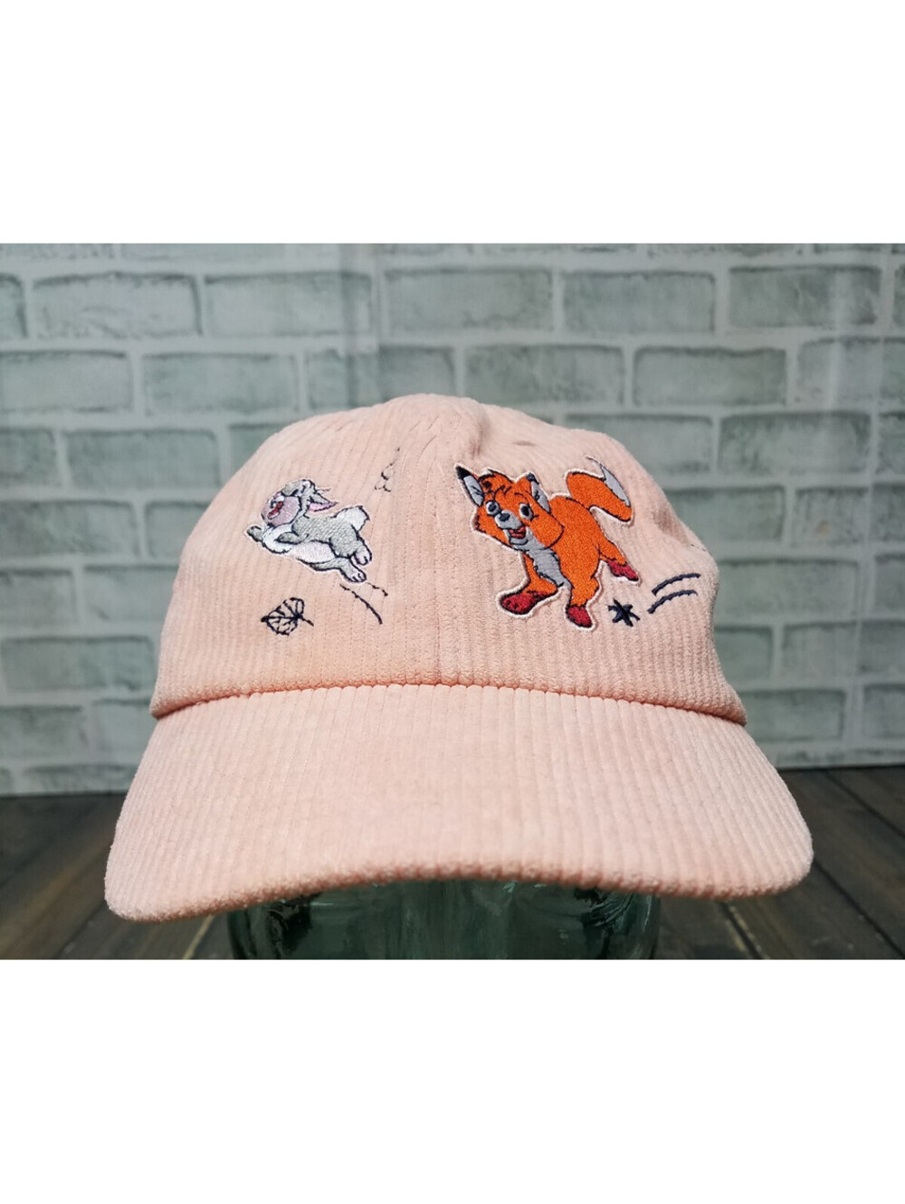 Disney Parks Peach Corduroy Hat Cap with Disney Critters Bambi Tod Figaro Mulan